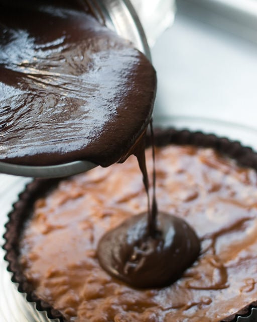 chocolate and dulce de leche tart