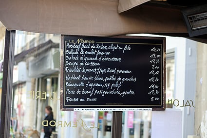 paris menu