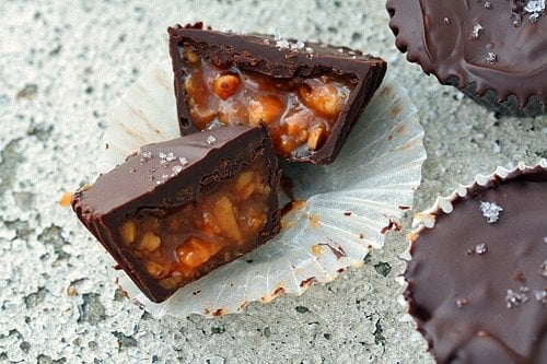 chocolate-covered salted peanut caramel cups