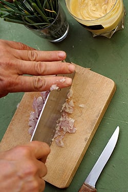 mincing shallots