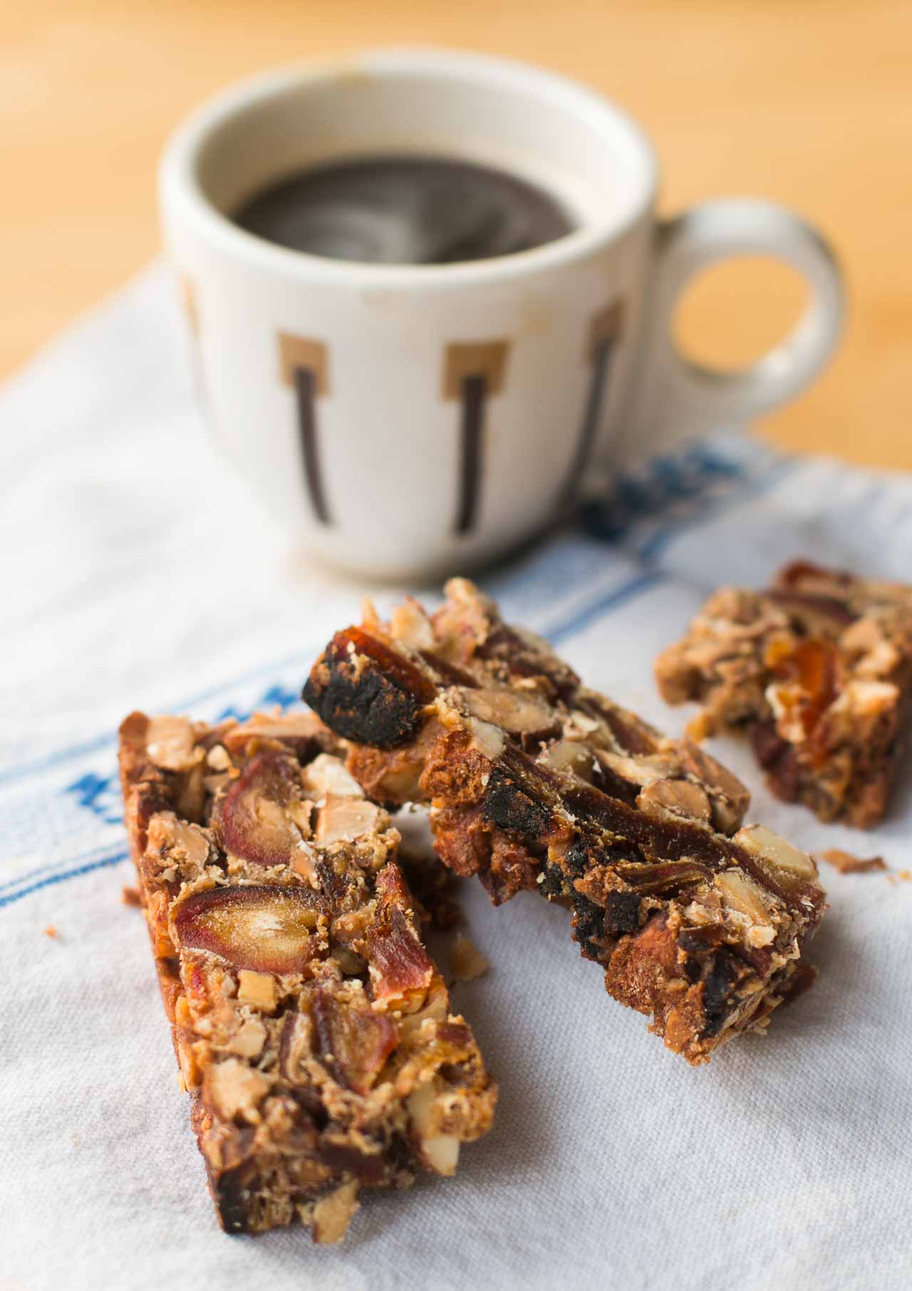 Delicious holiday-friendly (and lowfat) fruitcake bars, packed with dried fruit and nuts. Easy!