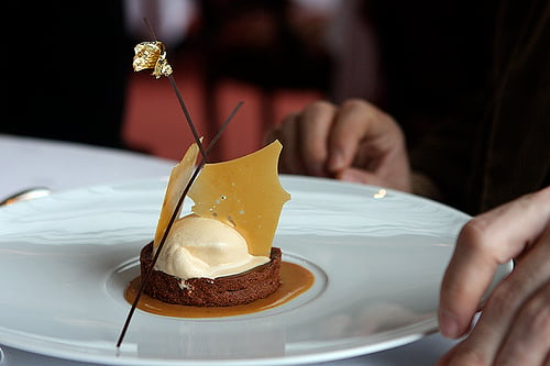 chocolate tart with salted caramel ice cream