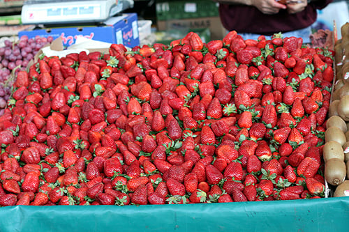 strawberries at market