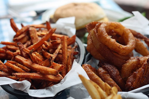 sweet potato fries & onion rings
