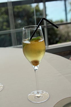 Champagne cocktail with lemon verbena