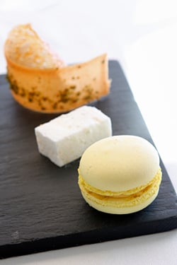 lemon macaron, marshmallow, tuiles