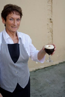 Irish woman with Irish coffee