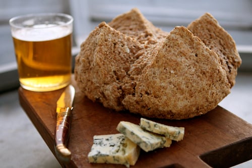 brown bread, beer, cheese