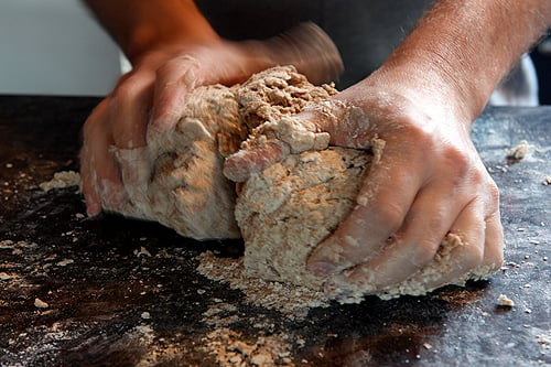 kneading soda bread