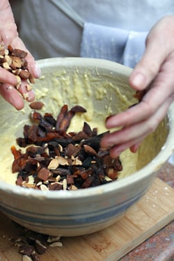 adding nuts to cake