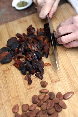 chopping apricots & almonds