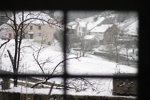 snowy window