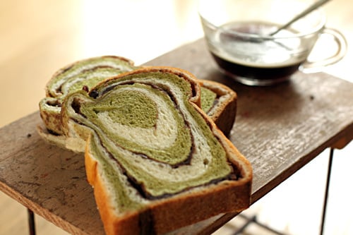 green tea red bean swirl bread