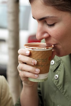 tasting hot chocolate