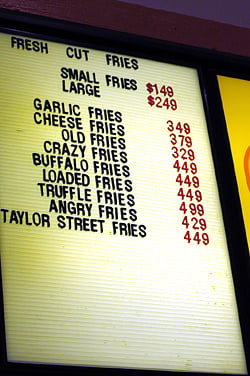 fries menu