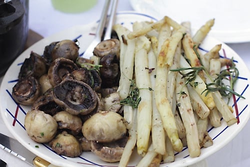 grilled mushrooms and asparagus