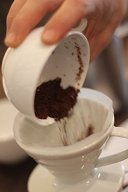 ground coffee in filter