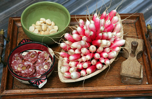 radishes and snacks