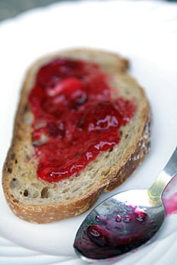 red currant jam on toast