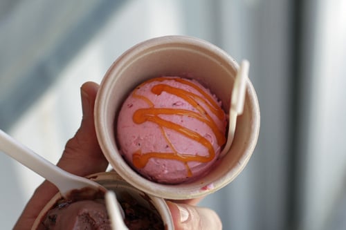 strawberry ice cream with white balsamic vinegar