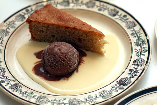 buckwheat cake and chocolate ice cream