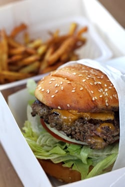 burger and fries at Le camion qui fume