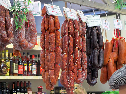 sausages at market in Lille