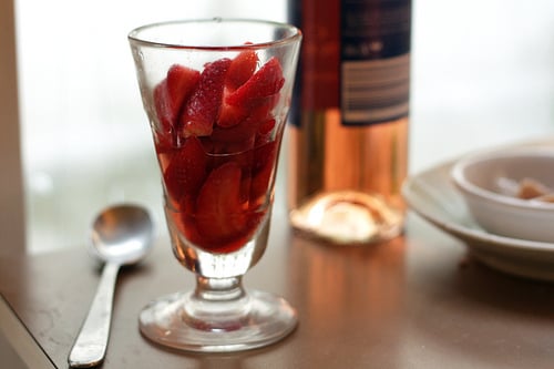 strawberries in glass