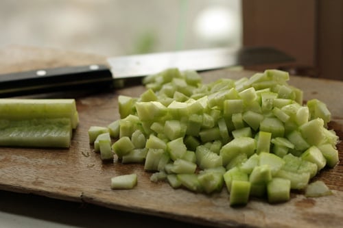 chopped cucumbers