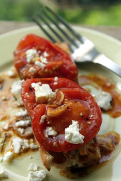 oven-roasted tomatoes with feta