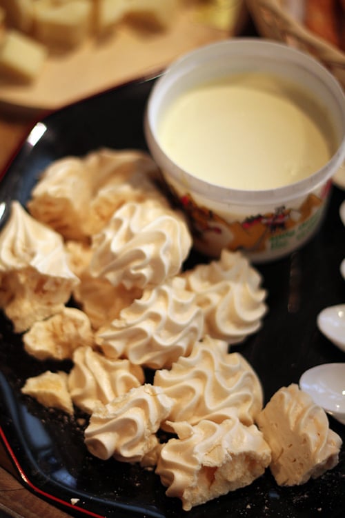 meringues and Gruyere cream