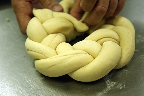 shaping challah