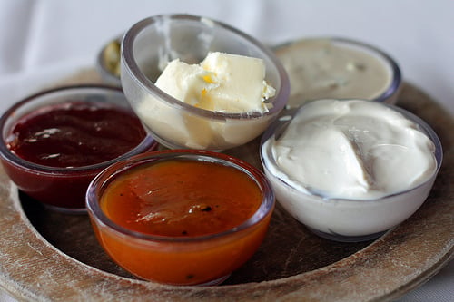 jam and butter and fresh cheese