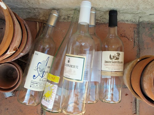 empty rosé bottles