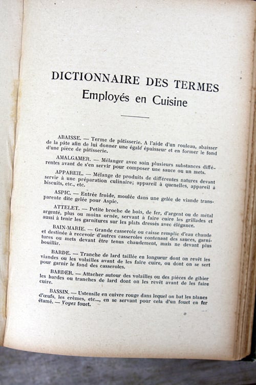 cusine dictionary