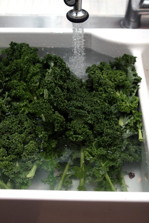 washing kale