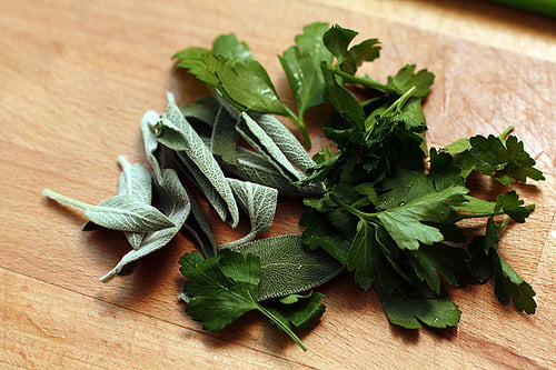 fresh herbs for polenta