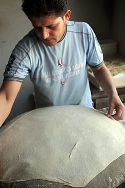 stretching lebanese bread