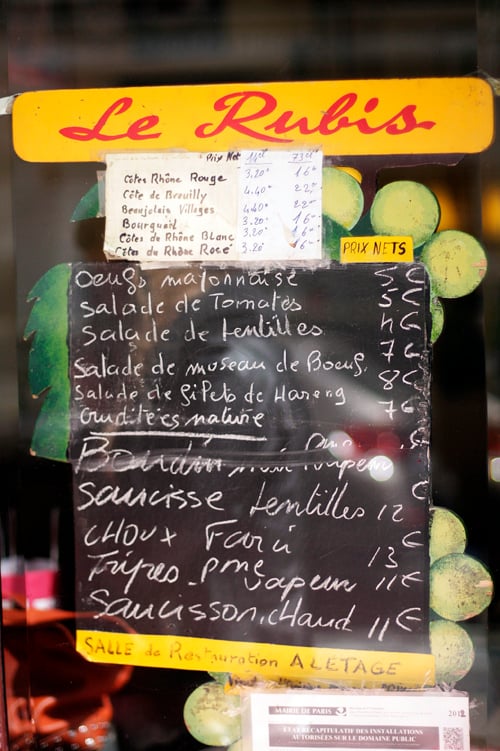 Le Rubis menu