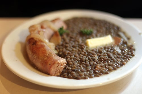 Toulouse sausage and lentils