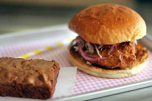 fried chicken sandwich at verjus