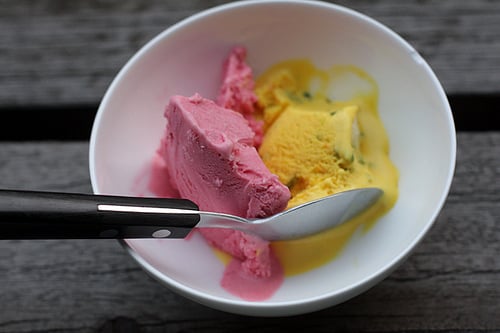 raspberry and saffron ice creams