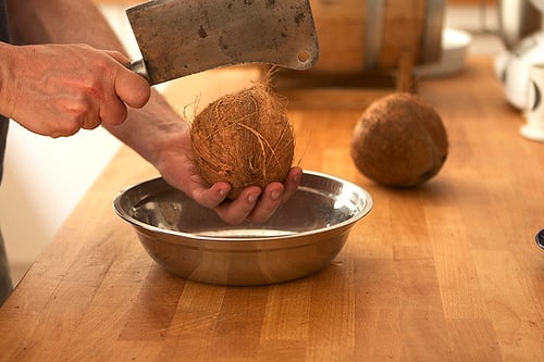 preparing fresh coconut