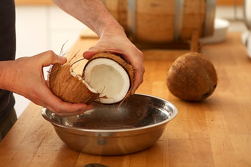 cracking coconut
