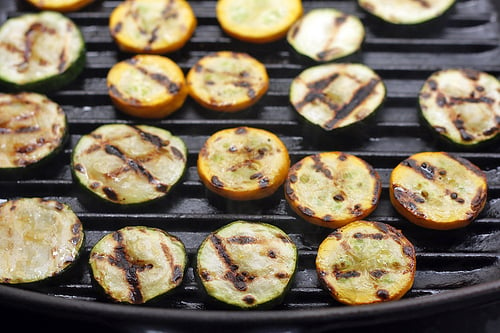 grilled rounds of zucchini