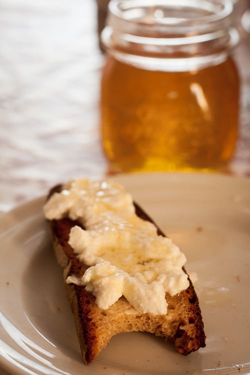 ricotta and honey on toast