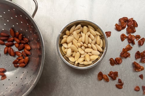 skinning almonds