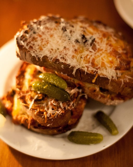 croque with mushrooms