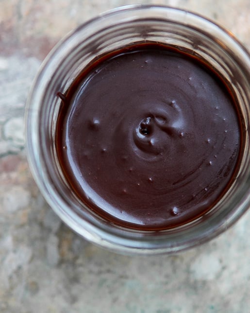 Peppermint stick ice cream with hot fudge sauce