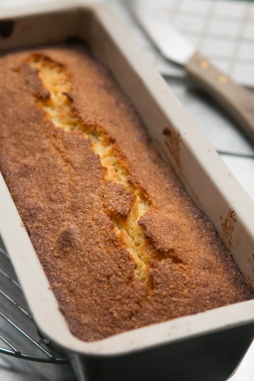 Orange-glazed polenta cake